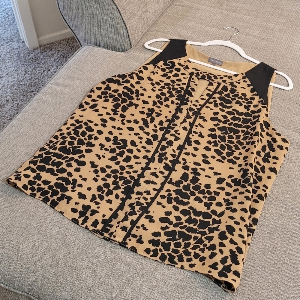 Vince Camuto Animal Print Abstract Work Office Top Blouse Size Large - Picture 2 of 6